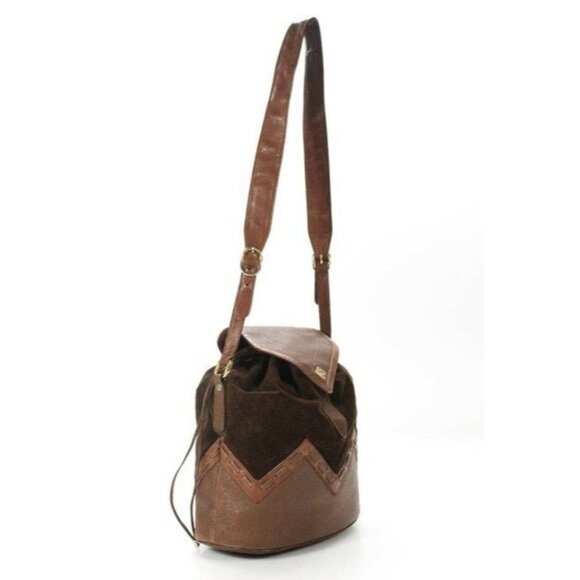 Gucci Bucket Bag Early Diamante Line Drawstring Toffee and Dark Brown Leather - Picture 10 of 10